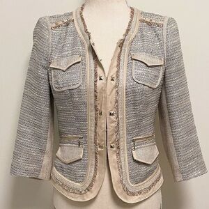 White House Black Market golden tweed jacket size 6